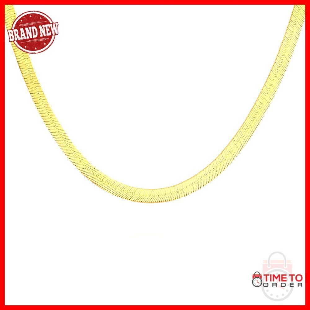 18" 925 Sterling Silver Gold Plated Herringbone Chain Necklace Unisex